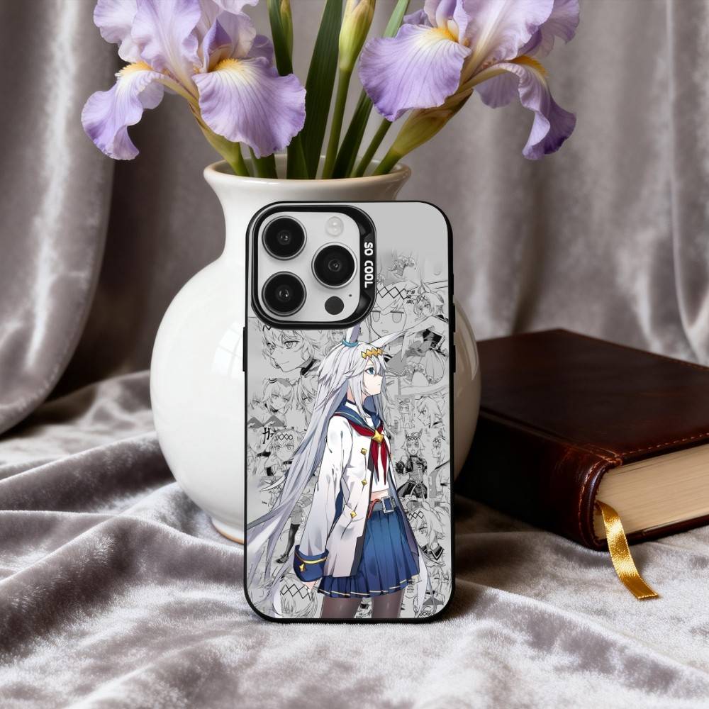 U-Uma Musume Pretty Derby O-Oguri Cap Phone Case For iPhone17,16,15,14,13,12,11 Plus,Pro Max Black Candy silver phone case