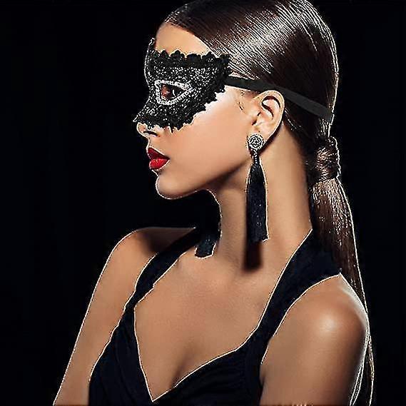 Maskenballmaske Venezianische Maske Gesichtsmaske Damen Maskenballmasken für Damen Halloween, Maskenball, Kostümparty Masken(1 Stück, Schwarz)