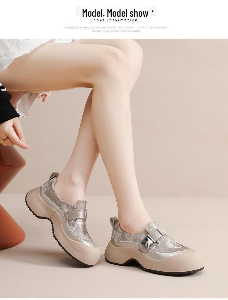 Women's Retro Leather Slip-On Sneakers - Breathable Spring/Summer Casual Low-Cut Shoes