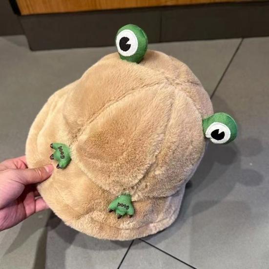 Winter Fischerhut Cartoon 3D Frosch Design Verdickt Winddicht Warm Plüsch Fischerhut Damen Outdoor Aktivitätszubehör