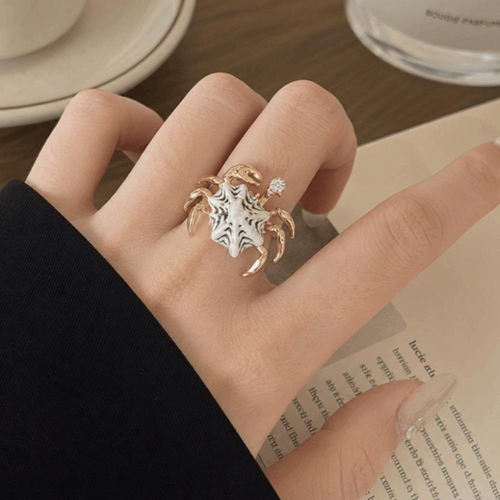 Metallic Texture Ocean Animal Jewelry Adjustable Stacked Ring Unique Shell Ring  Women