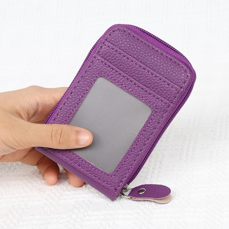 

Визитница Органайзер для нескольких карт Кошелек на молнии Цвет разноцветный конфетный цвет pu сумка Изготовление на заказ 12*7.5*2.5 фиолетовый