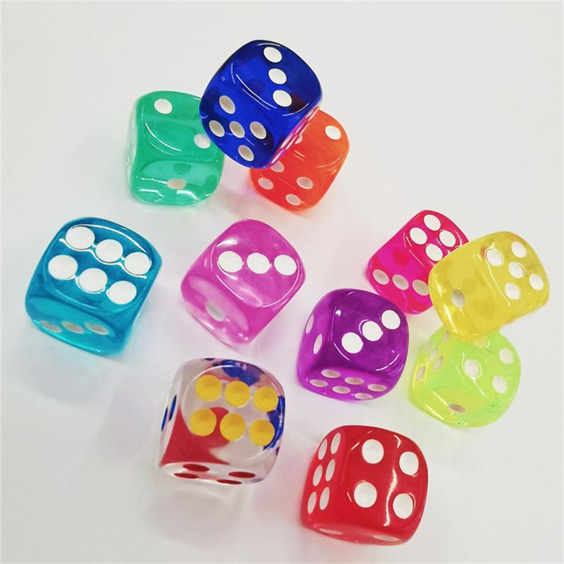 12Pcs 14Mm Acrylic Crystal Transparent Dice Round Corner High Boutique Game Dice For Multiplayer Interactive Games Party Toys
