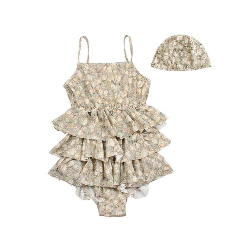 

LELE JOVE Girls Nordic Ruffle One-Piece Swimsuit 100