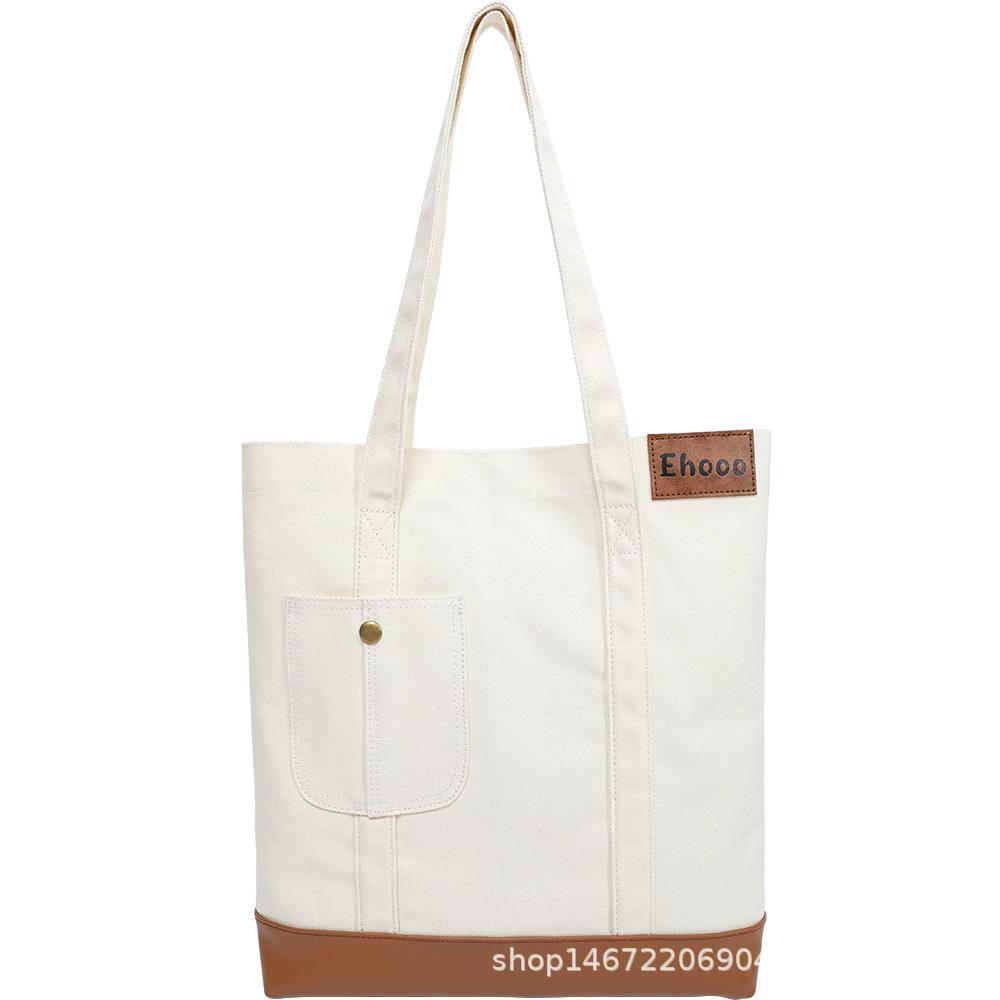 

2025 spring new Korean version simple denim shoulder bag commuter bag large capacity waterproof canvas bag shopping bag бежевый