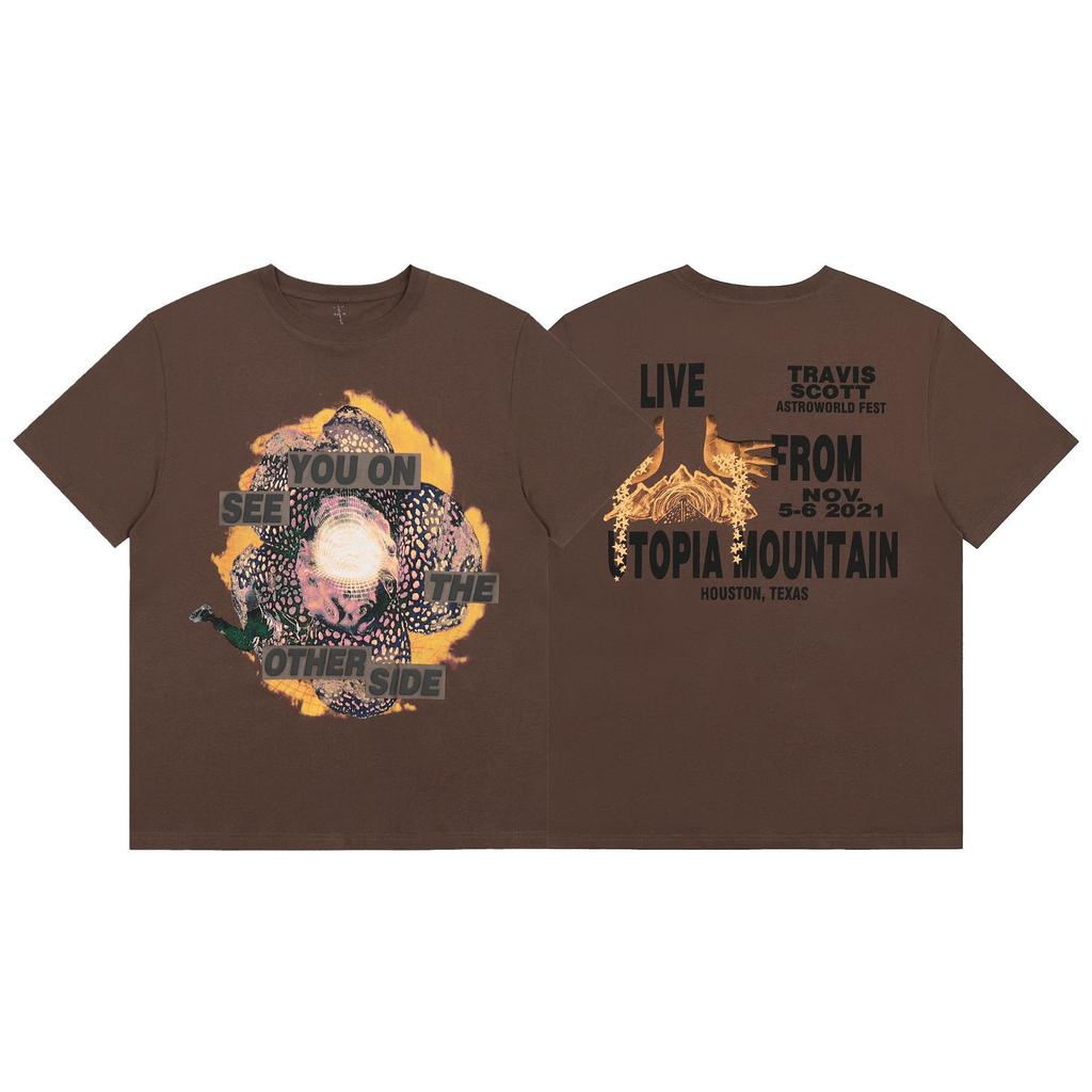 24S grenzüberschreitende Trendmarke Travis Scott Utopia Joint-Album geometrisches Graffiti kurzärmeliges T-Shirt Herren und Damen halblang