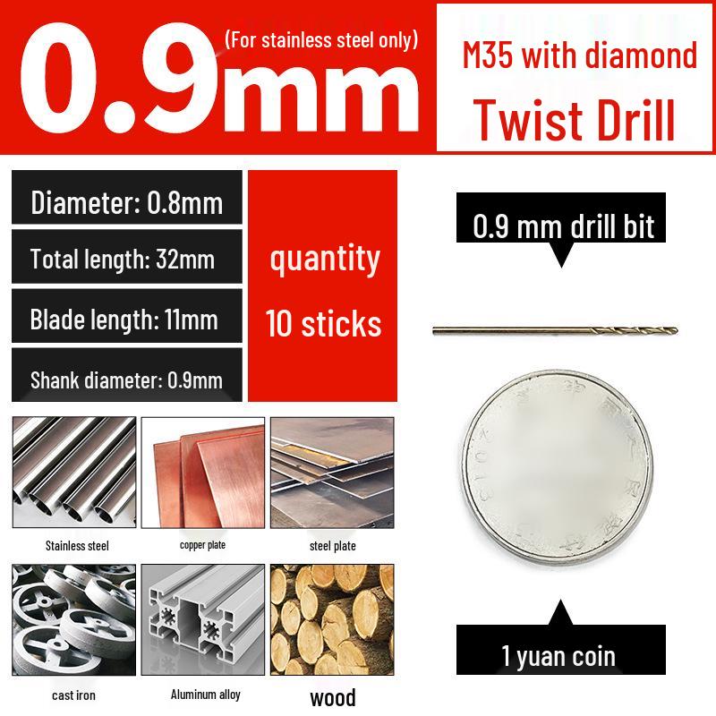 Set di punte da trapano HSS M35 al Cobalto per Legno, Metallo, Acciaio Inossidabile - Alta Durezza