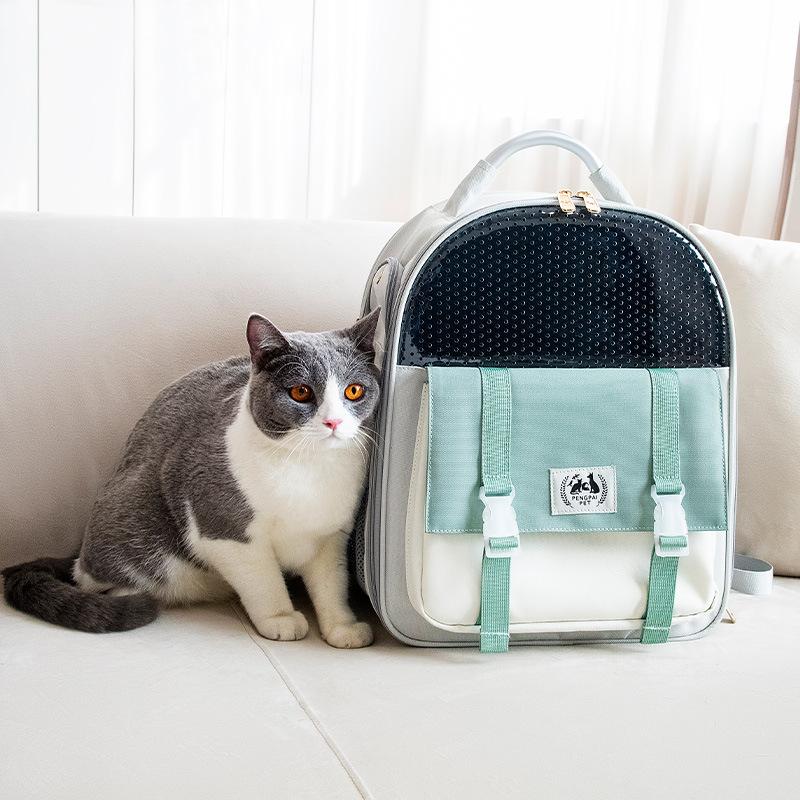 New cat bag out shoulder pet bag foldable portable large-capacity stereo pet backpack.