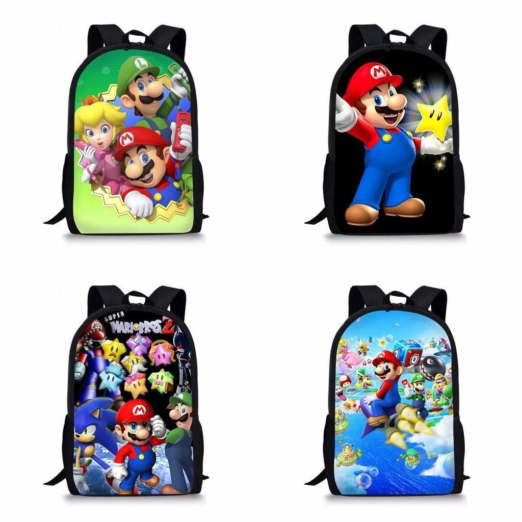 Double Super Mario Shoulder School Bag With Durable Material Pattern Playful