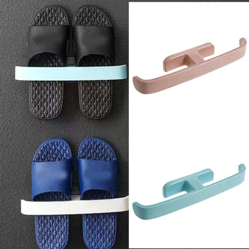 Plastic Wall Mount Shoe Holder 5Pcs No Drill Installation Water Resistant Design Slipper Hanger Rack for Modern Homes