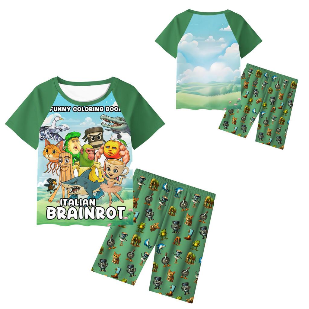 Al Italian Brainrot Tung Tungtung Sahur Pattern Children Home Wear Gift Pajamas