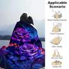 1pc Purple Rose Printing Lightweight Flannel Blanket, Comfortable and Warm Blanket, for Camping Sofa Bed and Couch Office, Gift
