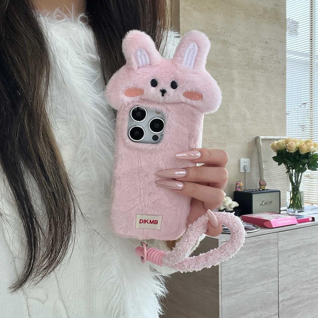 Autumn and Winter Plush for Apple 17 Mobile Phone Case iPhone16promax Rabbit 15 Cute 14 Lanyard Protective Case