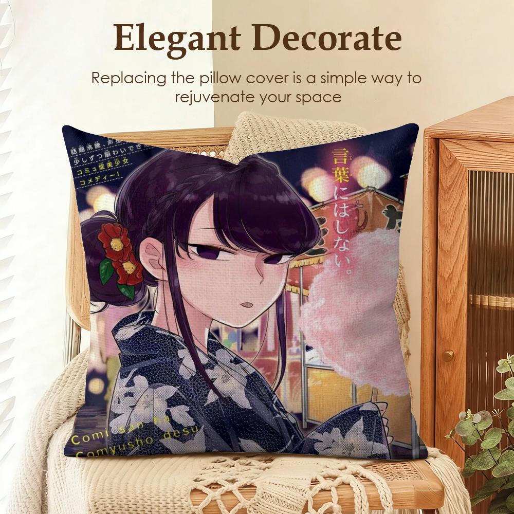 KKomi Cant Communicate Cushion Cover Natural Linen Organic Fabric DoubleSided Printing Sofa Home Decor Gift Pillow Case