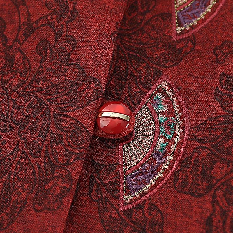 Chinese Style Spring/Autumn Lapel Jacket for Middle-Aged Women (Sizes 60-70)