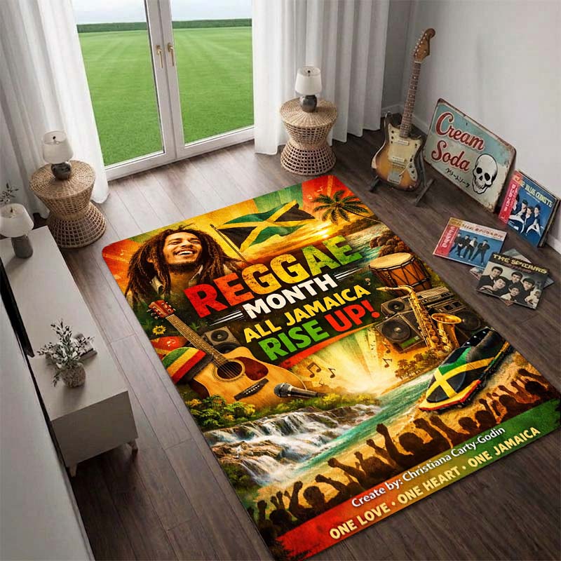 BobMarley Music Reggae Rug, Floor Mat for Computer Chair, Doormat,Living Room Rug, Bedside Carpet