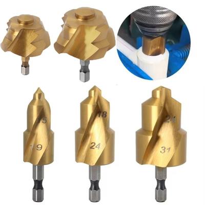 Hexagon Shank PPR Lifting Drill Bit 20/25/32/40/50mm Water Pipe Connection Tool Stepped Drill Bit Spiral Titanium Plated