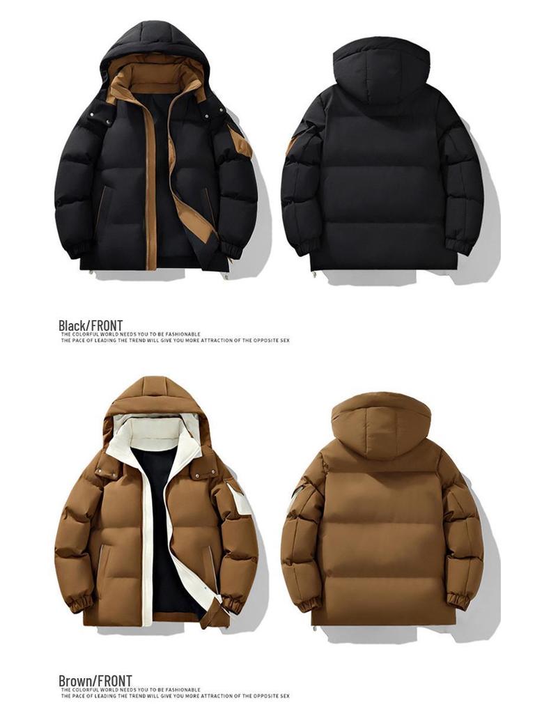 Men's Trendy Winter Hooded Puffer Jacket, Thickened Warm Cotton, 2025 Style