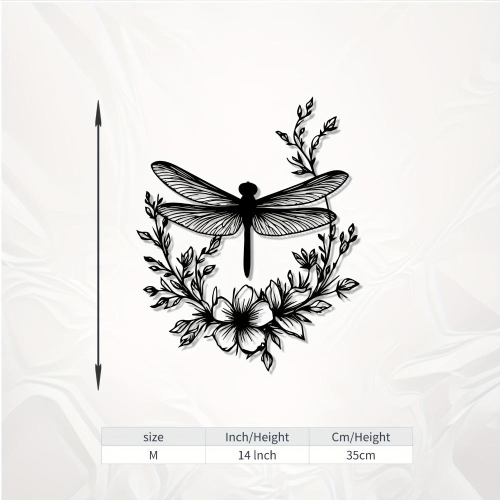 1pc Dragonfly Floral Metal Wall Art, Weather Resistant Garden Statue Mural for Patio, Gift for New Year Easter Nature Insect Lovers