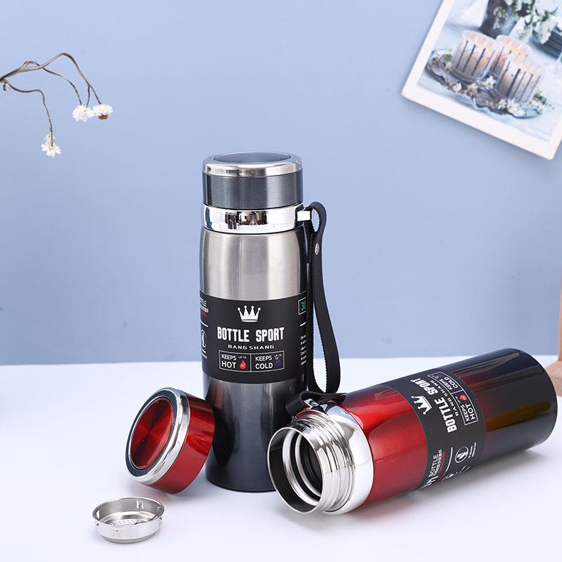 316 Stainless Steel Insulated Sports Water Bottle with Lanyard - Large Capacity
