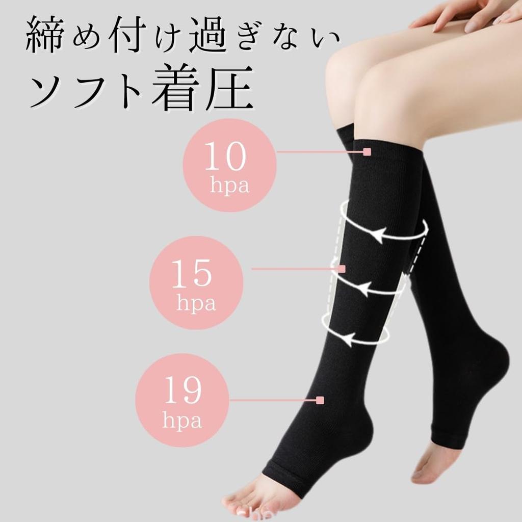AQshop Light Compression Socks with Toeless Below the Graduated for Day and Night and Relaxing at Home Sizes Women's Open-Toe Knee-Length Design,