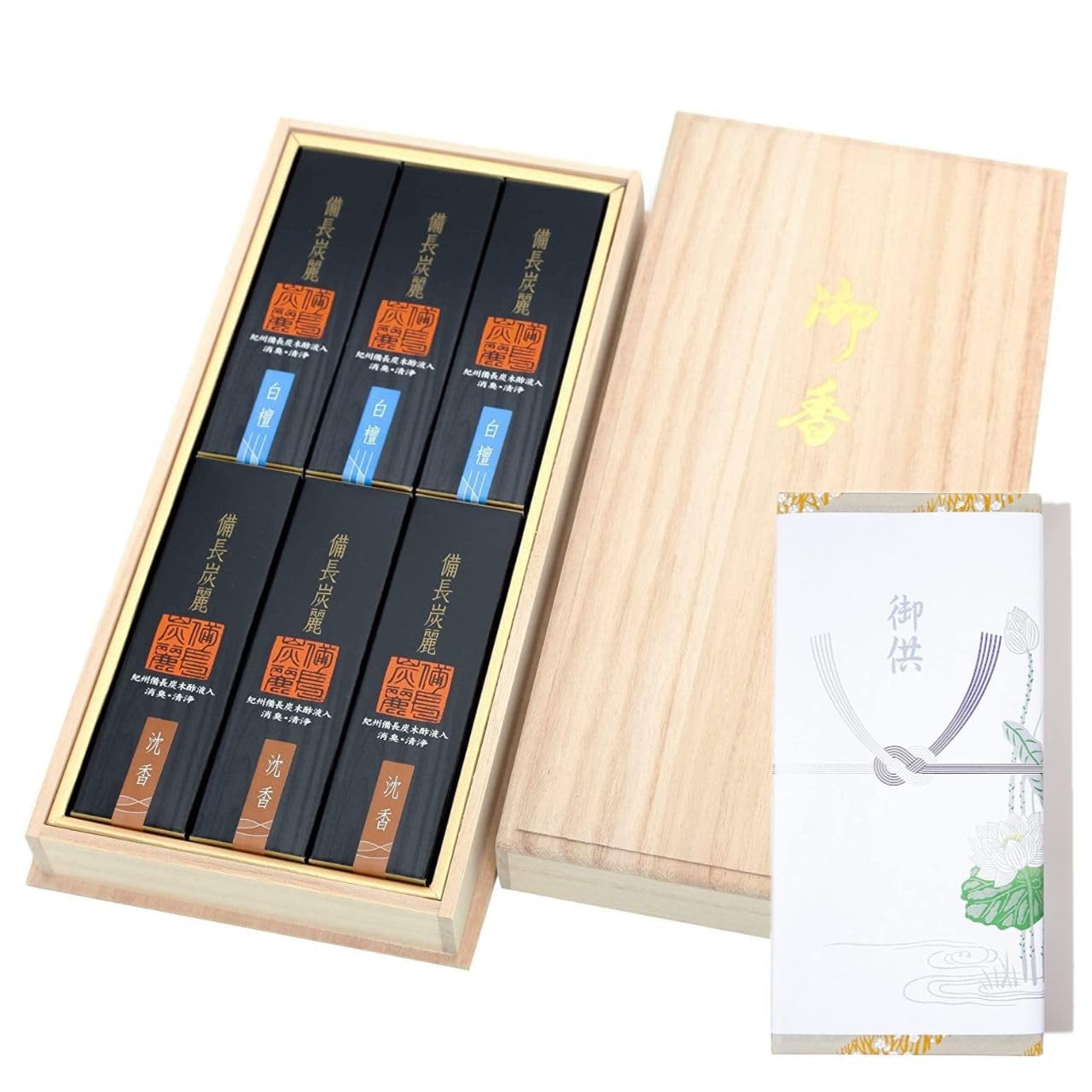 

[Packaging with Lotus Paper Tag] Umekundo Binchotan Rei Sandalwood and Agarwood Set [Paulownia Box] Made in Japan, Awaji Island Incense,
