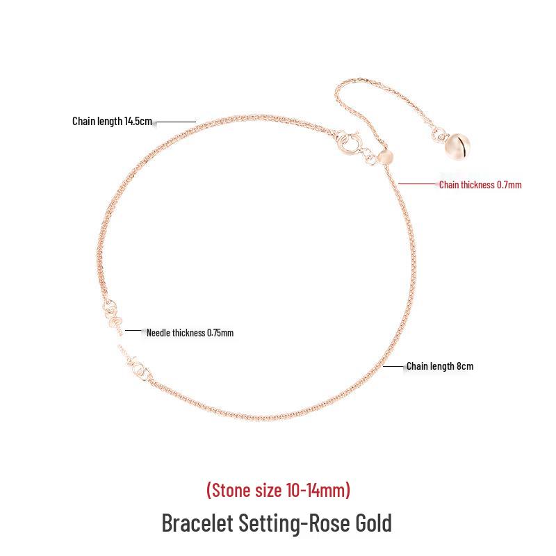 

18K Gold-Plated S925 Sterling Silver Bracelet with Empty Settings for DIY Inlaid Round Beads: Jadeite, Amber, Strawberry Quartz. 925 Silver