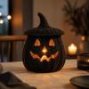 Woven Texture Halloween Pumpkin Statue Vintage Pumpkin Candle Holder  Desk Display