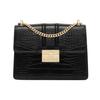 Charles & Keith Chain Flap Crocodile Pattern Polyurethane Crossbody Bag Women Shoulder Bag Black CK2-21200002-4