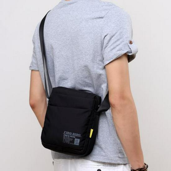 

Men s Vertical Style Lightweight Nylon Canvas Crossbody Bag