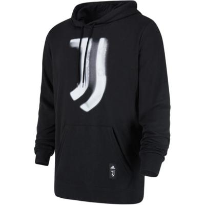 adidas Juventus Pattern Print Hoodie Long Sleeve Sweatshirt Men Tops Black GR2919