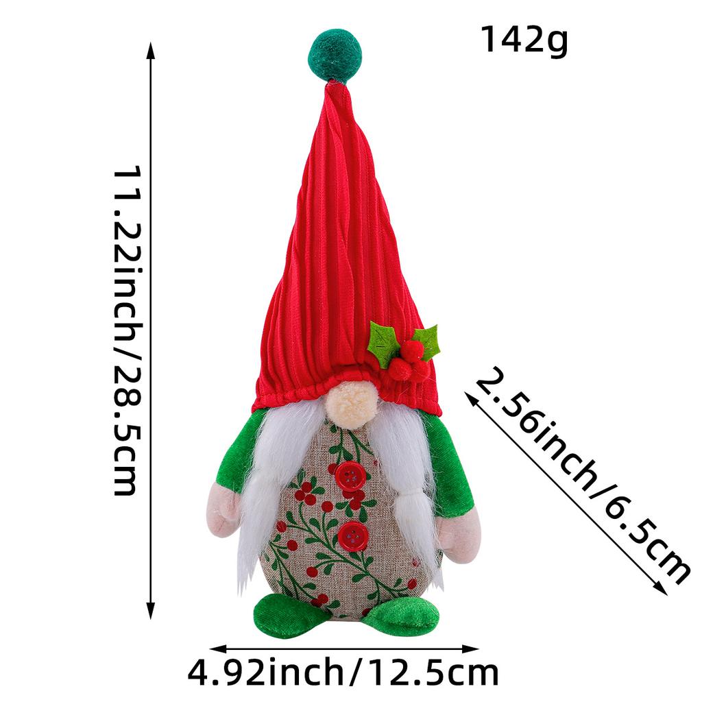 Cute Cherry Faceless Doll Creative Red And Green Hooded Dwarf Standing Old Man Doll Desktop Decoration