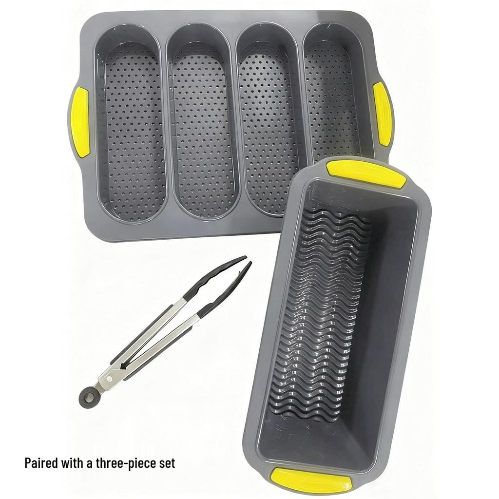 Two-Color Silicone Cake Mold, 4-Cavity Baking Pan for DIY Bread and Cakes