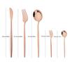 20Pcs Rose Gold Stainless Steel Flatware Cutlery Set - Modern Mirror Finish Dinnerware Set Perfect for Home Restaurant & Wedding