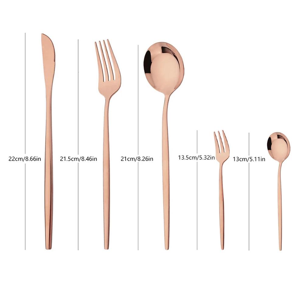 20Pcs Rose Gold Stainless Steel Flatware Cutlery Set - Modern Mirror Finish Dinnerware Set Perfect for Home Restaurant & Wedding