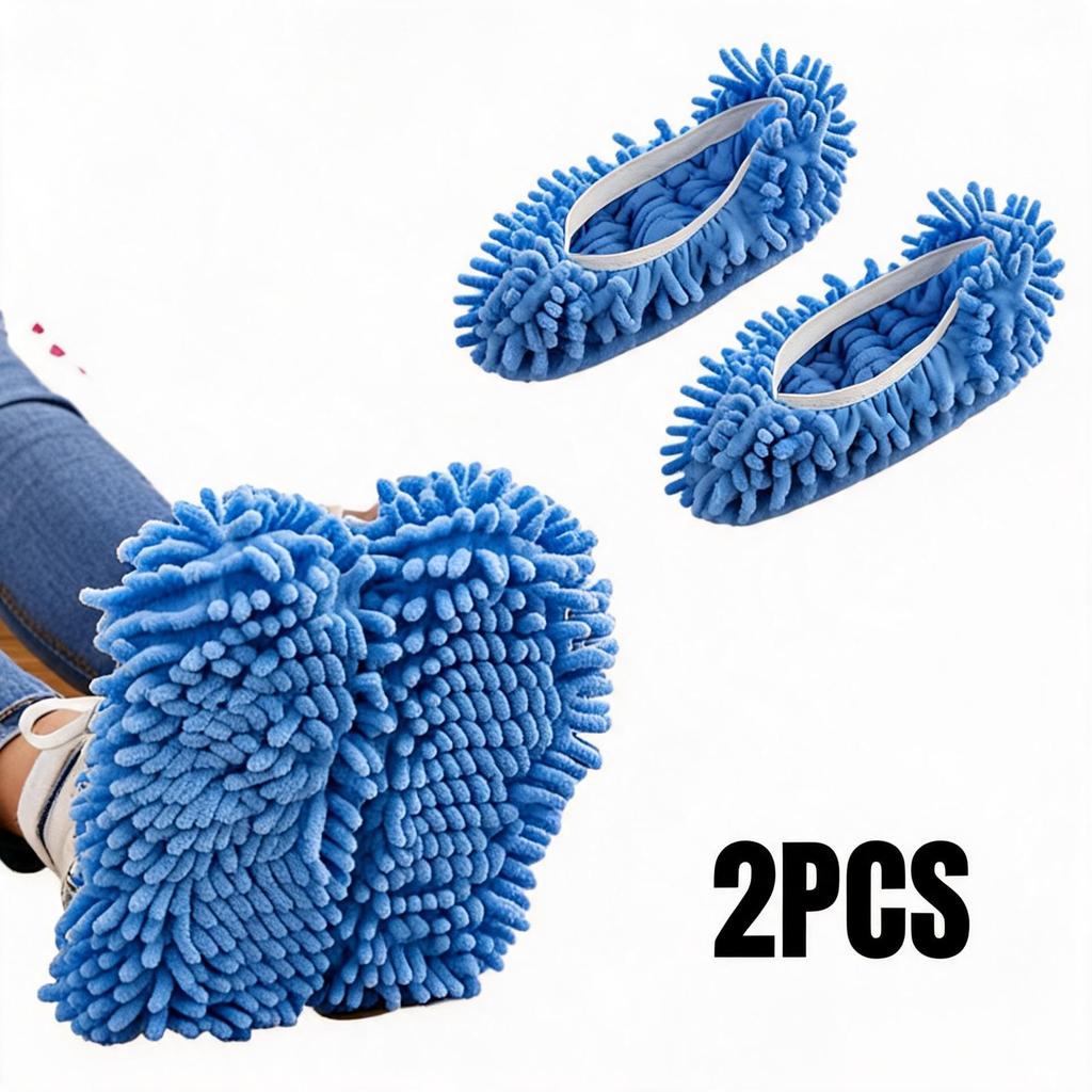 2 Paar Mopp-Hausschuhe Bodenstaubreinigungs-Hausschuhe Schuhe Tuch Wiederverwendbar Fauler Mopp-Tuch-Schuh Zuhause Waschbar Sauber Mikrofaser-Tuch