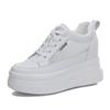 Fashion 10CM Genuine Leather Women Shoes White Platform Wedge Sneakers Women Summer Shoes Zapatos De Mujer Zapatos