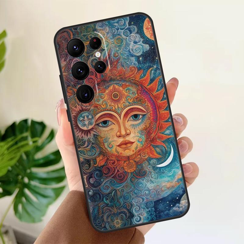 Sun Moon Aesthetic Soft Case For Samsung Galaxy S21 S22 S23 S24 S25 Ultra S9 S10 Plus S20 FE S24 FE Phone Cover