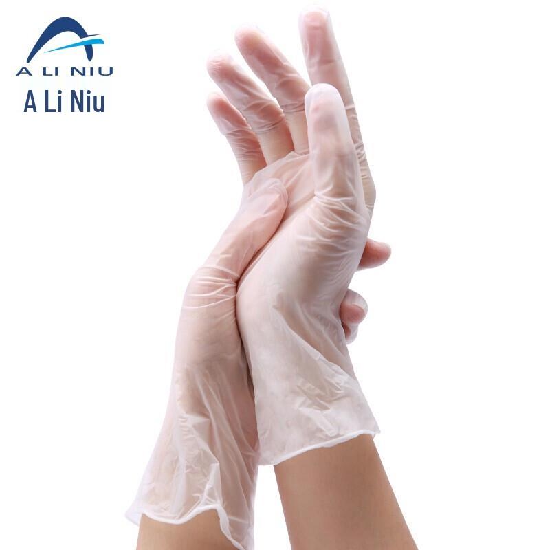 Aliniu AST-011 Transparent Disposable PVC Gloves (100 Count)