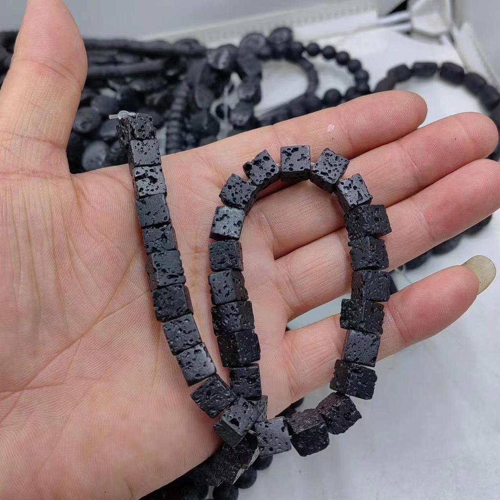 Volcanic Stone Bead Jewelry: Round, Square, Abacus, Rectangular Beads for DIY Bracelets & Necklaces.