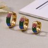Qiong Yao Colorful Zirconia Spherical Earrings - Multi-Size Stainless Steel with 18k Gold Plating