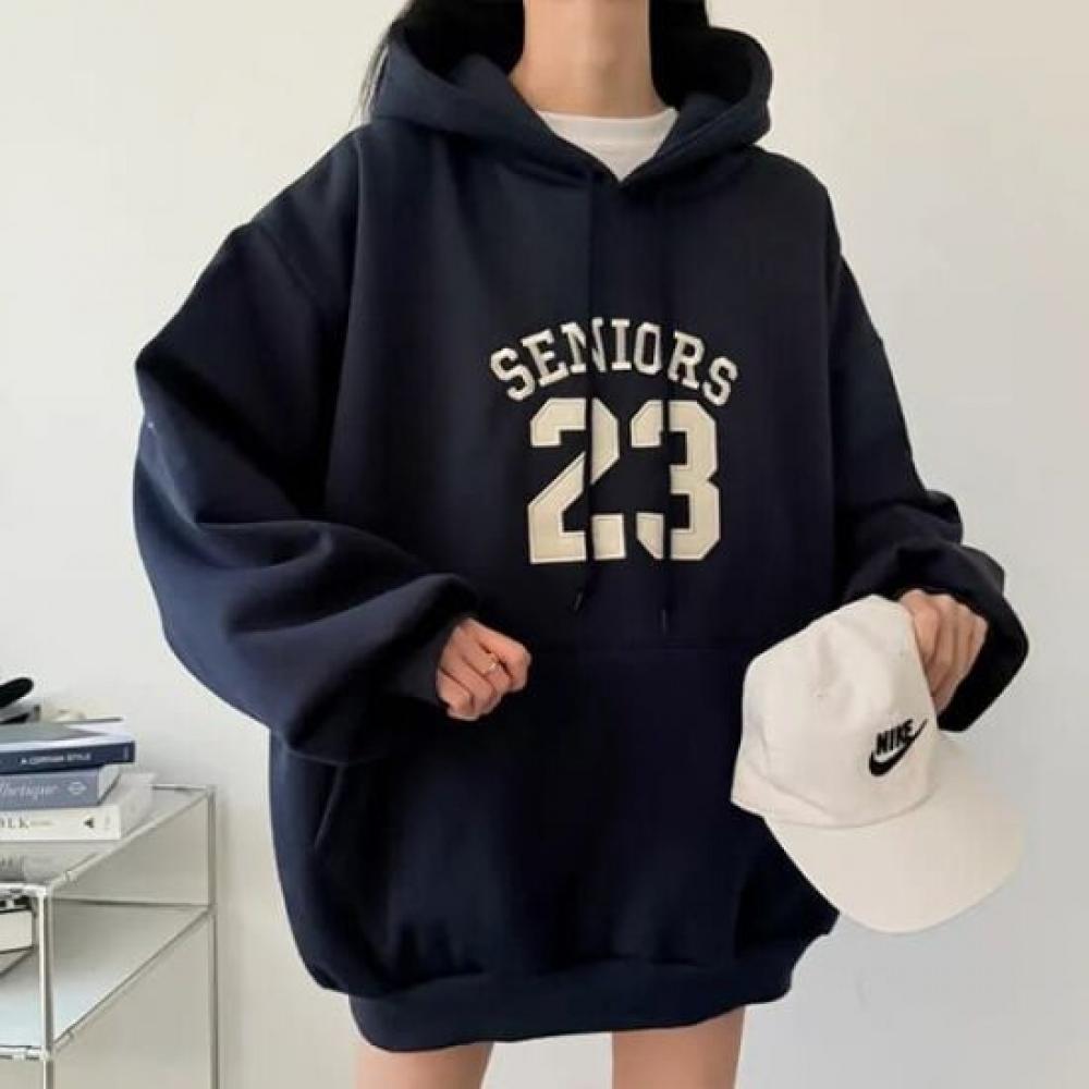 Navava Loose Fit Casual Lettering Long Sleeve Hoodie Nt3030