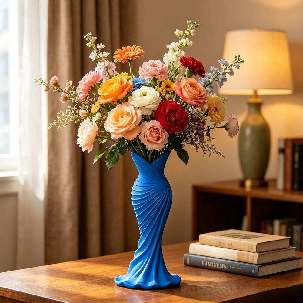 Twisted Design 3D Printed Flower Vases Gown-Shaped Decorative Vase Office Tabletop Ornaments