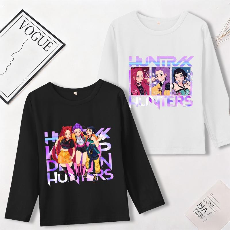 K-Pop Dämonenjägerinnen Langarm-T-Shirts Kawaii Cartoon Bedruckte Oberteile Kinder Freizeit-T-Shirts Herbst Kinderbekleidung
