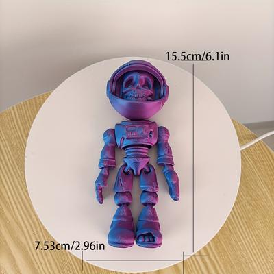 Figurines d'Astronautes Squelettes Articulés, Imprimées en 3D, Articulations Mobiles, Casques Coulissants, Objets de Collection sur le Thème de l'Espace, Idéal pour la Maison