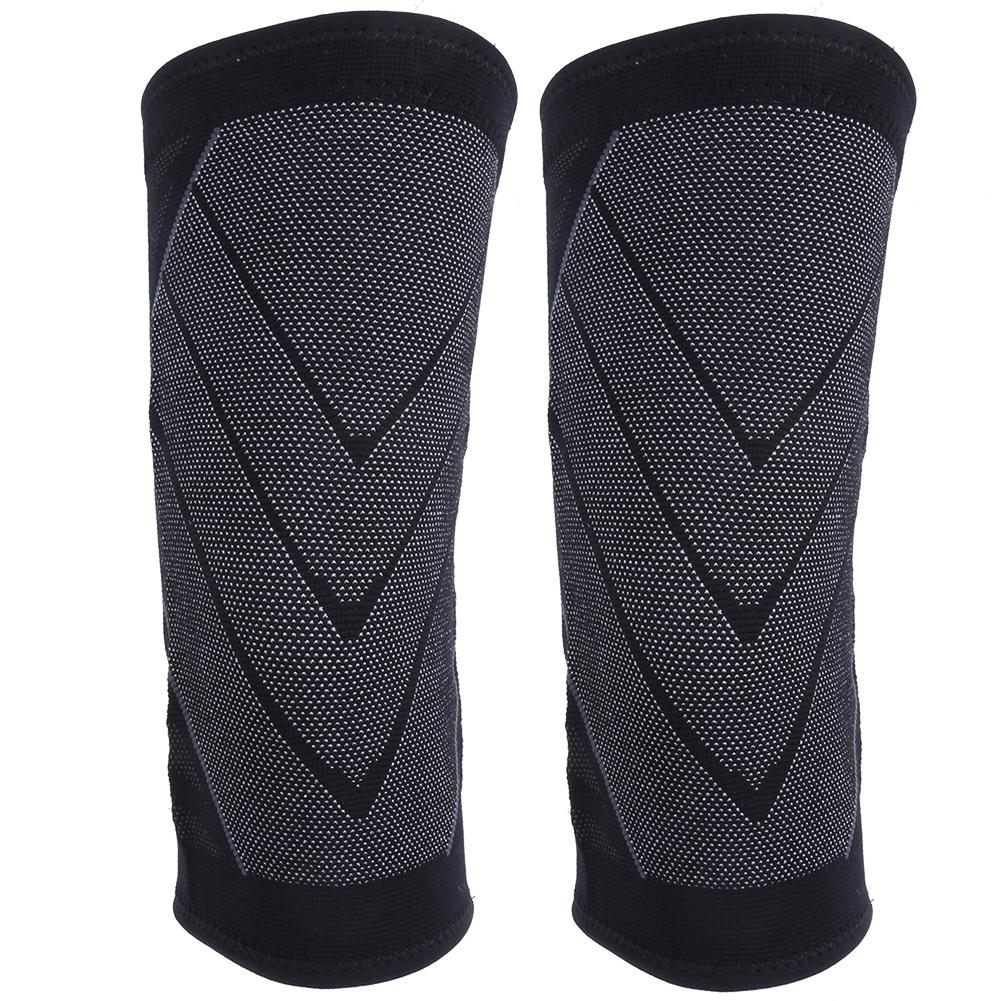 2 Stück Elastische Gestrickte Nylon Outdoor-Sport Kniepolster Schutz Knieschützer für Männer und Frauen XL