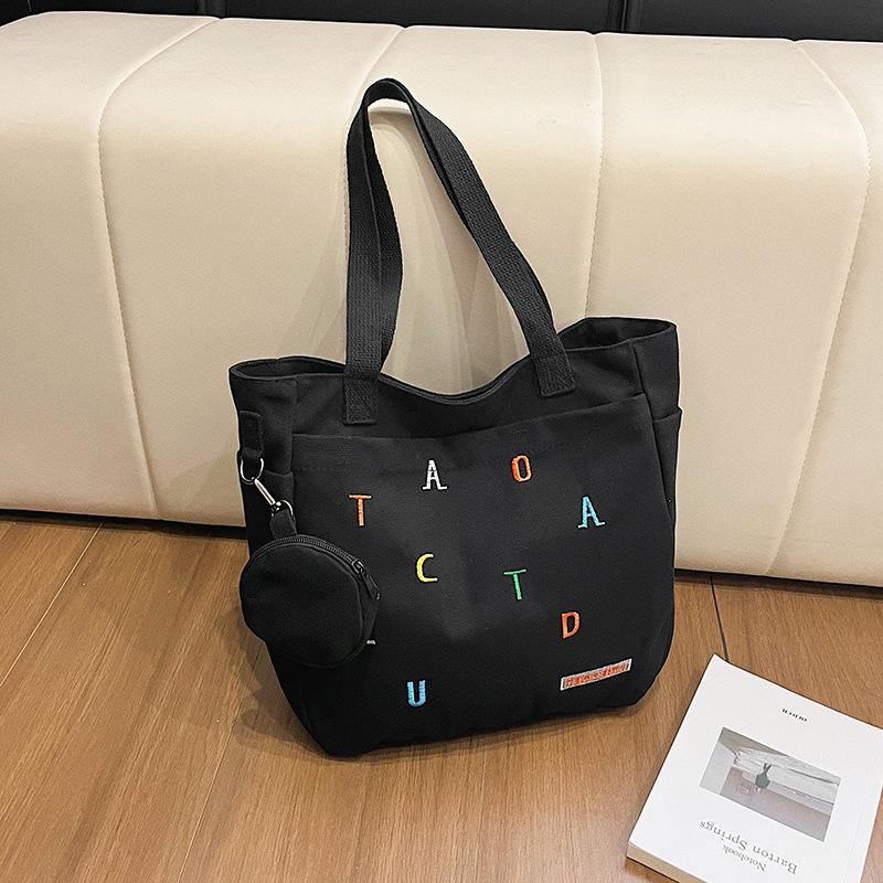 Fashion Letter Print Tote Bag for Women, Large Capacity Casual Shoulder Handbag, Student and Daily Use Shopping Bag