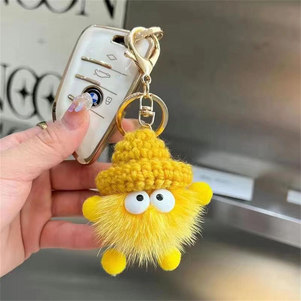 Faux Mink Briquette Bag Charm, Cute Plush Backpack Pendant, Cartoon Doll Gift, Car Keychain