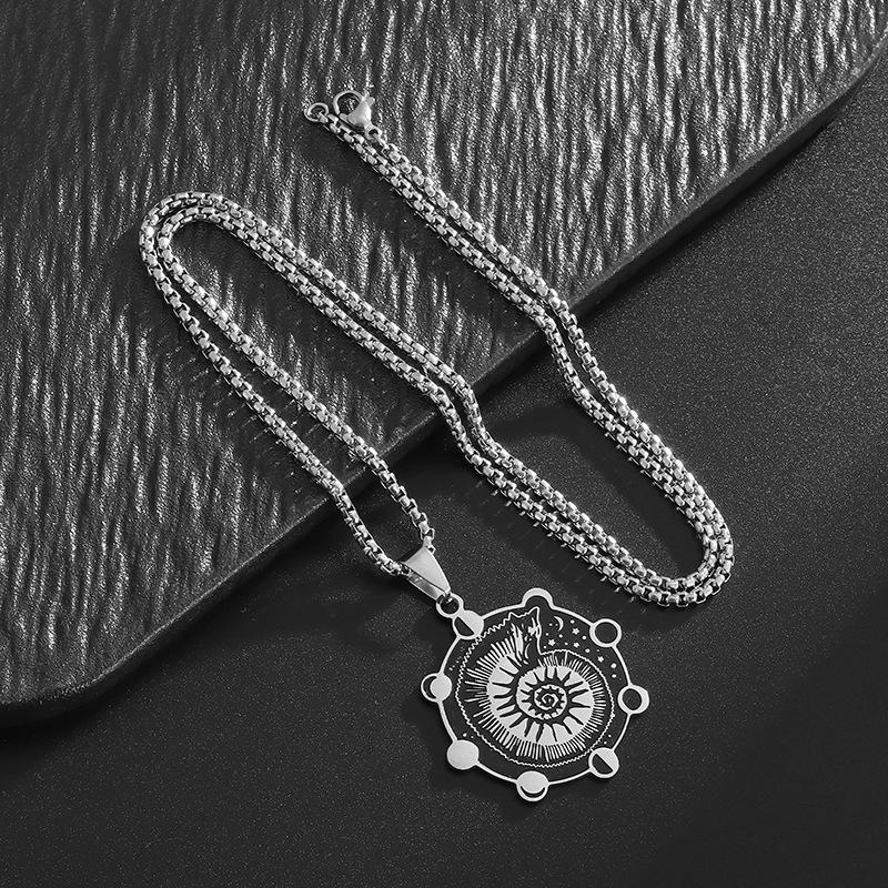 Witchcraft Moon Snail Necklace Neutral Wind Stainless Steel Slavic Protective Amulet