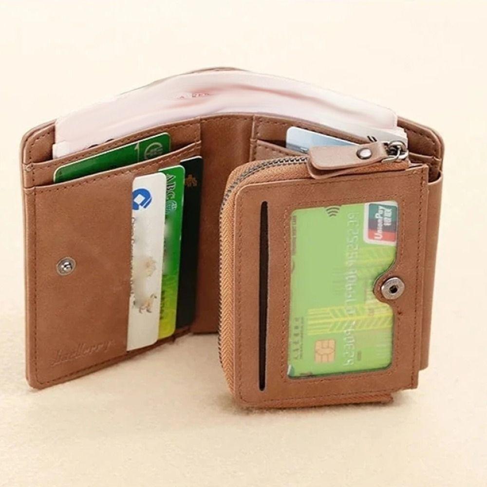 Folded Wallet Bag Business Clutch Bag Zipper ID Card Holder Simple Men PU Wallet  Men